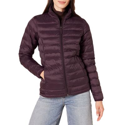 Amazon Essentials Women's Lightweight Long-Sleeve Water-Resistant Packable Puffer Jacket (Available in Plus Size), Burgundy, Large