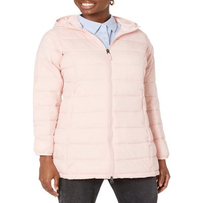 Amazon Essentials Women's Lightweight Water-Resistant Packable Hooded Puffer Coat (Available in Plus Size), Rose, X-Small