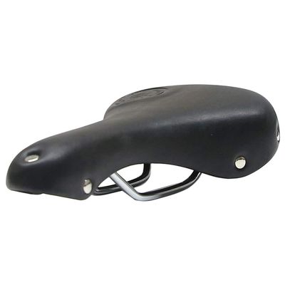 UNISTRENGH Bike Saddle Classic Comfort Leather Suspension Cruiser Bicycle Seat Retro Rivet Cycling Cushion for Men Women (Black)