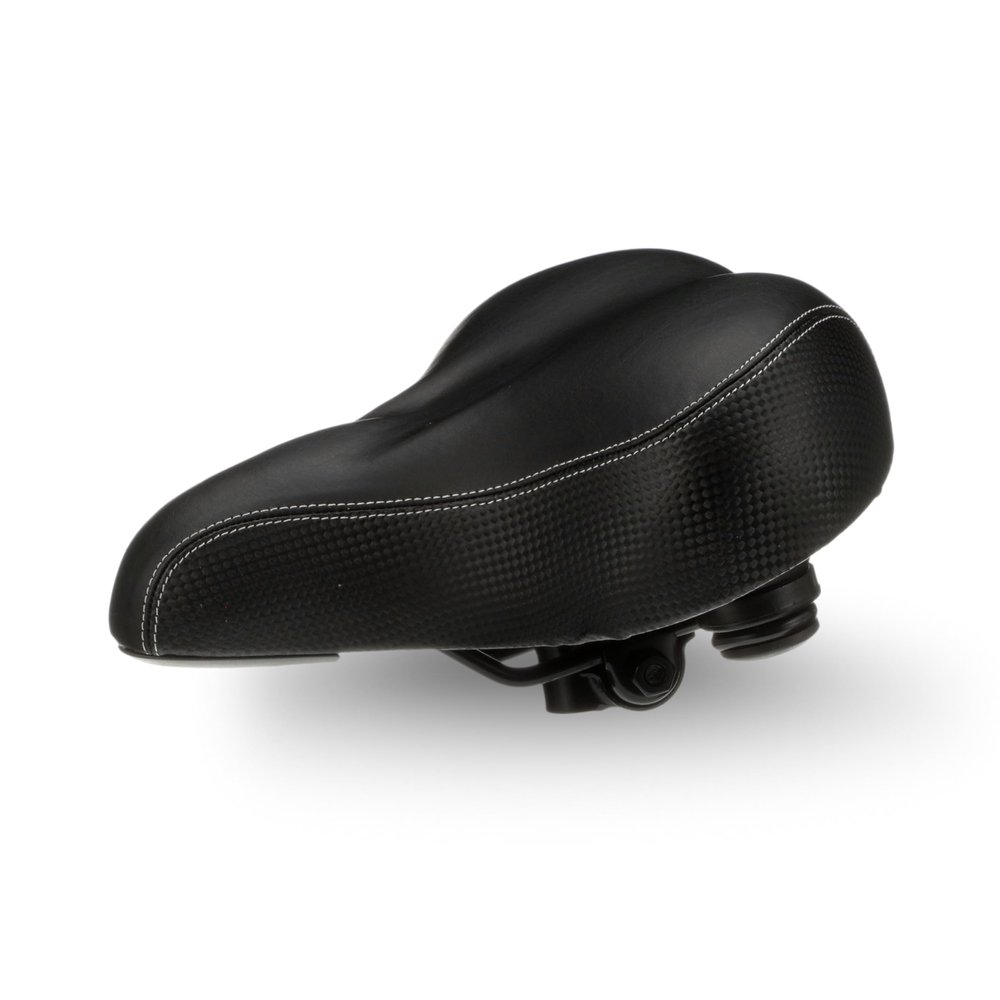 Bikeroo Extra Wide Replacement Saddle - Fits Indoor & Outdoor Bicycles - Steel Spring & Elastomer Suspension - Center Cutout - Memory Foam - Indoor