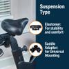 Bikeroo Extra Wide Replacement Saddle - Fits Indoor & Outdoor Bicycles - Steel Spring & Elastomer Suspension - Center Cutout - Memory Foam - Indoor view 4