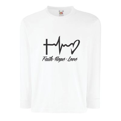 lepni.me Kids T Shirt Faith - Hope - Love - 1 Corinthians 13:13, Christian Quotes and Proverbs, Religious Sayings (14-15 Years White Multi Color)