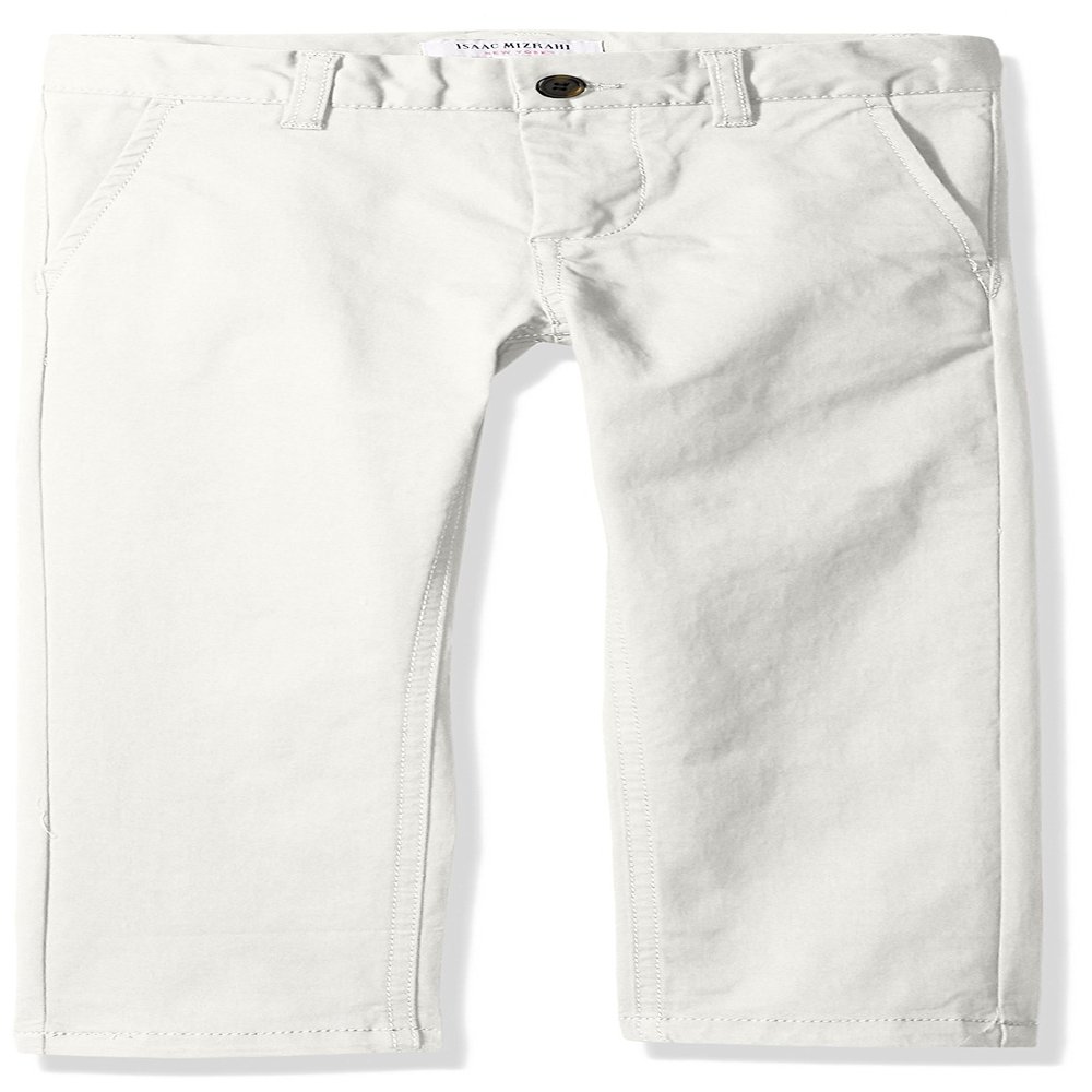 Isaac Mizrahi boys Twill Cotton Casual Pants, White, 8 US