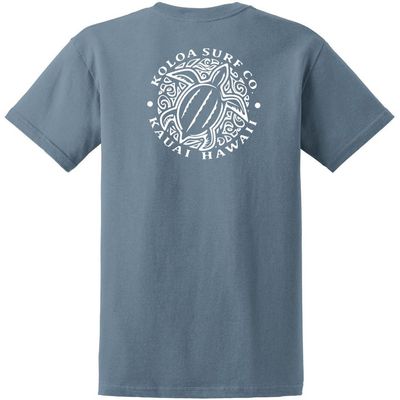 Koloa Surf Hawaiian Honu Turtle Heavyweight Tees-2XL-Stone Blue/w
