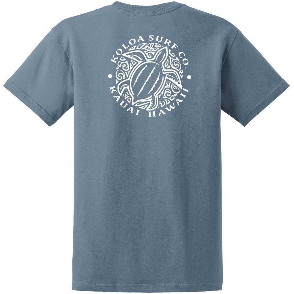 Koloa Surf Hawaiian Honu Turtle Heavyweight Tees-2XL-Stone Blue/w