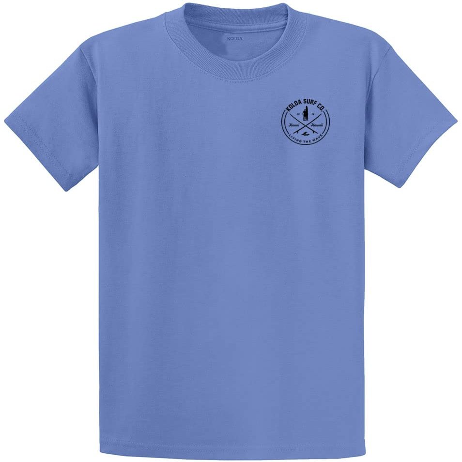 Koloa Surf Company Looking for Waves Logo Heavy Cotton Tee, Carolina Blue/Black, 4X-Large Tall
