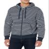 Amazon Essentials Men's Full-Zip Fleece Hoodie (Available in Big & Tall), Navy White Stripe, Medium view 1