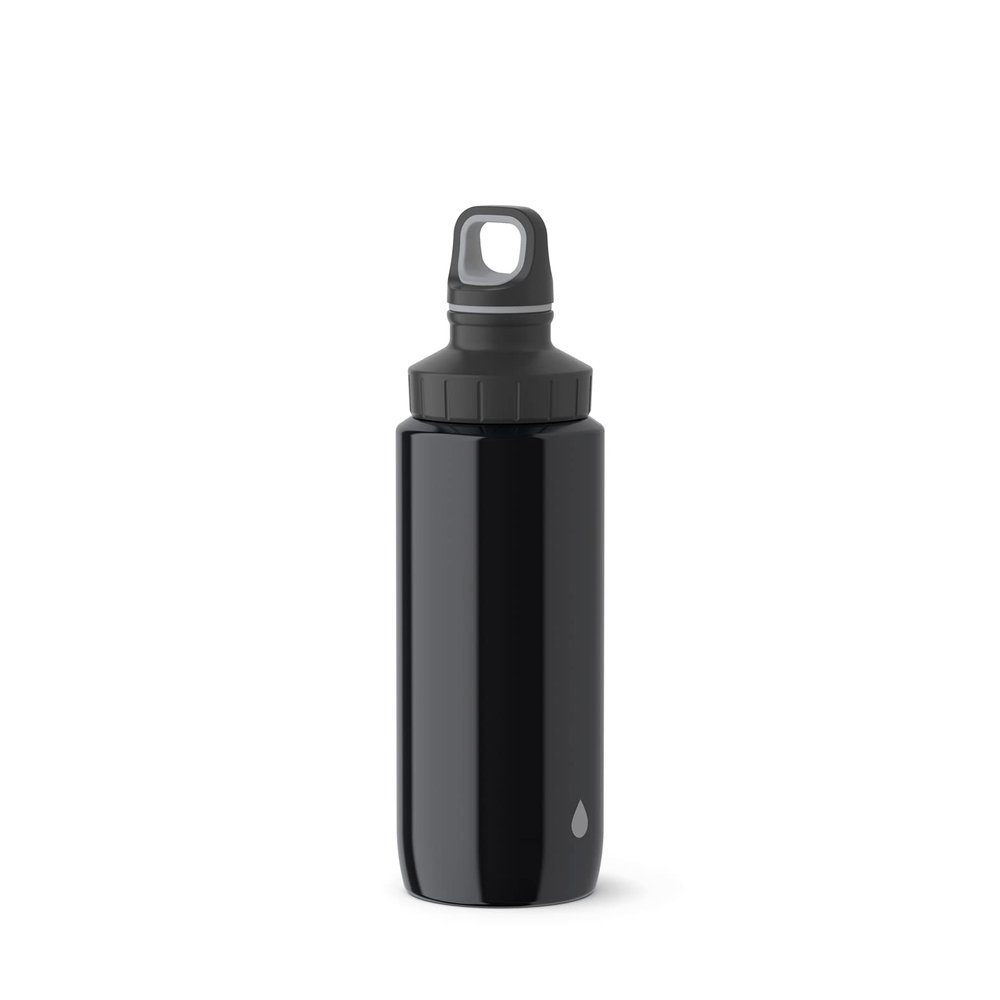 EMSA 518353 Drink2Go Light Steel Drinking Bottle 0.6 L Stainless Steel Screw Cap 100% Leak-Proof and Dishwasher Safe Drop Grey