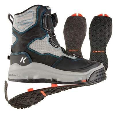 Korkers Darkhorse Women's w/Felt & Kling-On Soles, Color: Grey/Aqua, Size: 5 (FB2710-05)