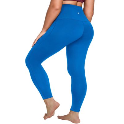 QUEENIEKE Ultra High Waisted Leggings for Women 27" - Compression Tummy Control Yoga Pants Gym Active Tight (Electric Blue Lemonade, Medium)