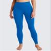 QUEENIEKE Ultra High Waisted Leggings for Women 27" - Compression Tummy Control Yoga Pants Gym Active Tight (Electric Blue Lemonade, Medium) view 2