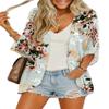 BB&KK Women's Kimono Cardigans Summer Beach Chiffon Floral Boho Sheer Plus Size Hawaiian Shirts Tropical Tops Maternity Mint Green 3X-Large view 1