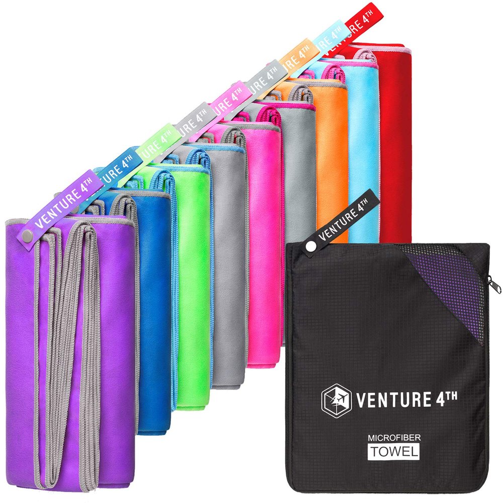 VENTURE 4TH Microfiber Travel Towel - Sports Towel: Quick Dry Towels for Gym, Beach, Camping, Backpacking, Swimming - 6 Foot Long (Purple-Gray XL)