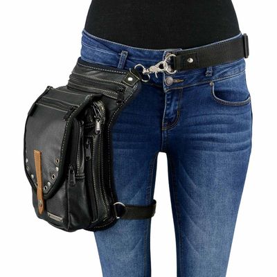 Milwaukee Leather MP8899 Black Conceal and Carry Leather Thigh Bag with Waist Belt - One Size