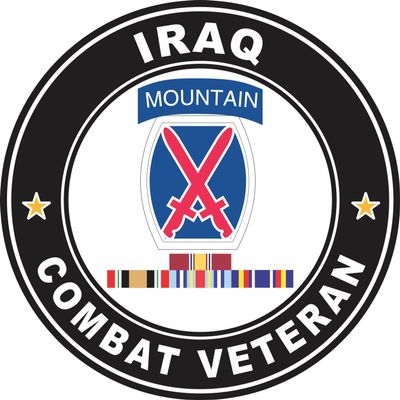 10th Mountain Division Iraq with GWOT Ribbons Combat Veteran 3.8 Inch Decal