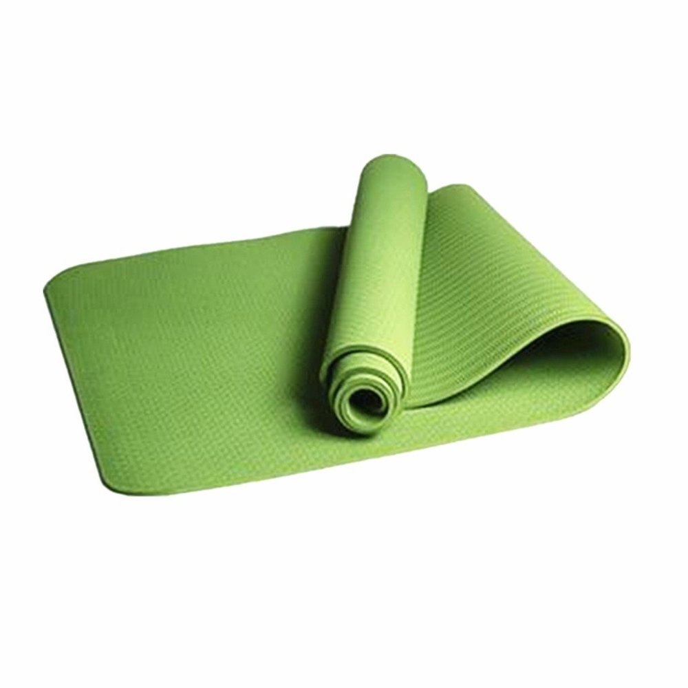 Non Slip Durable TPE - Lightweight - Eco-Friendly - Pilates Yoga Mat with Strap-Green