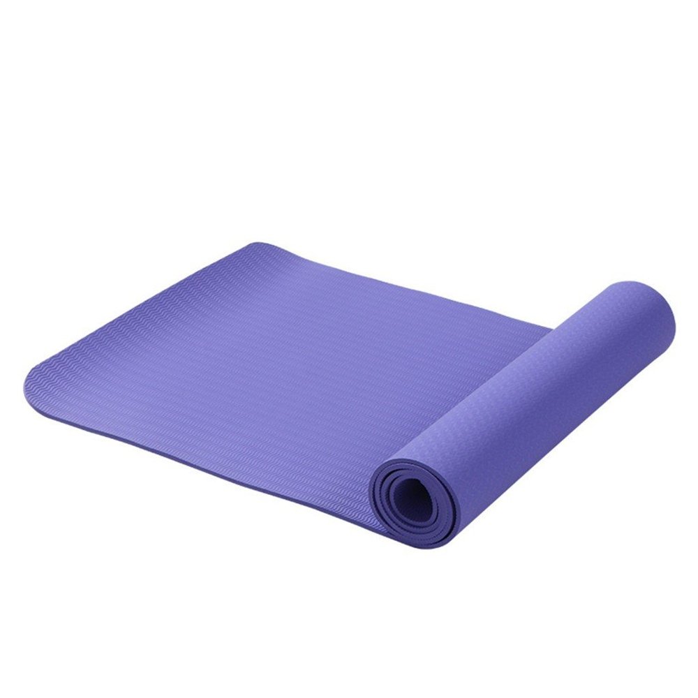 Non Slip Durable TPE - Lightweight - Eco-Friendly - Pilates Yoga Mat with Strap-Violet