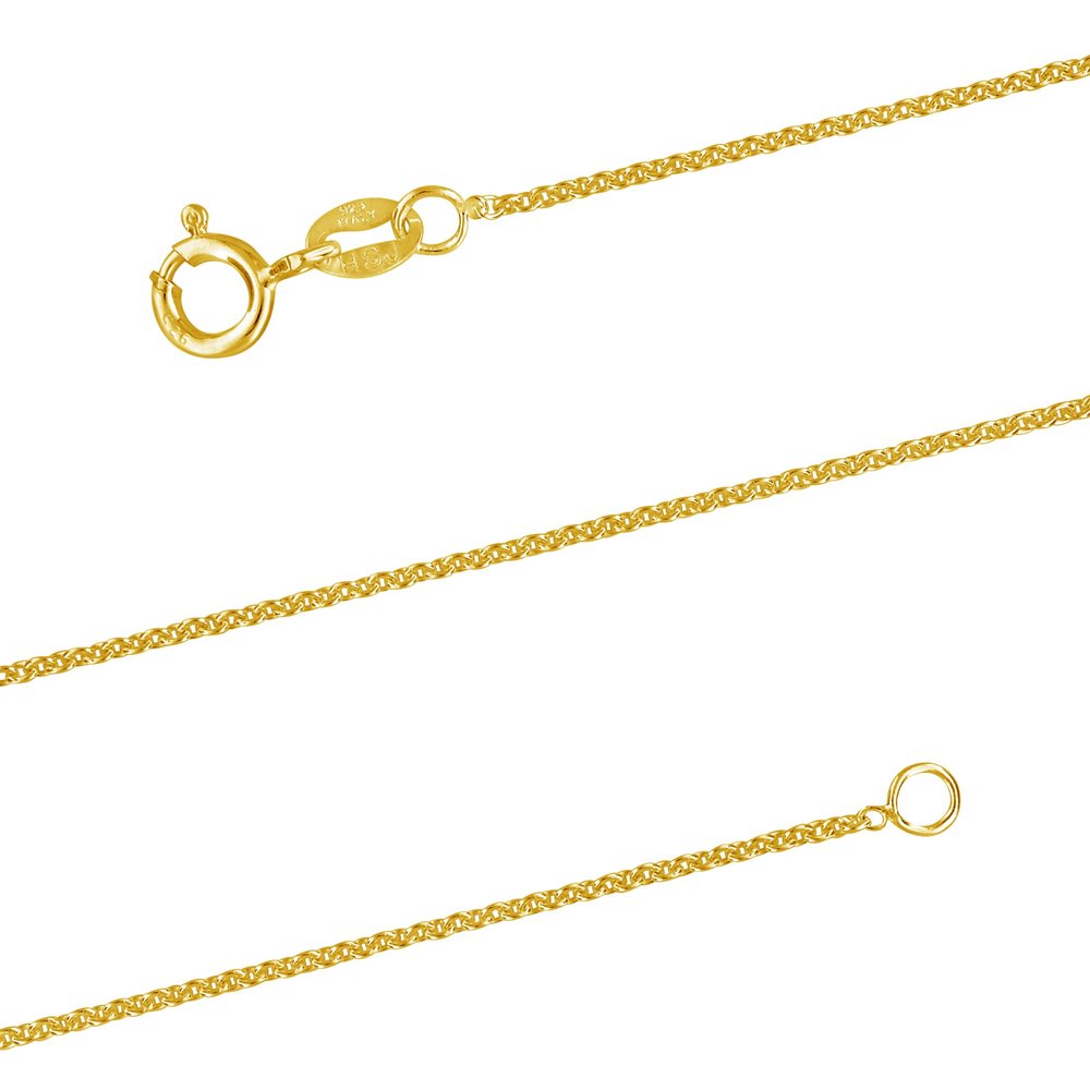 14kt Yellow Gold Plated Sterling Silver 1.3mm Cable Chain  Nickel-Free  Made in Italy  22 Inch