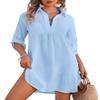 Ekouaer Beach Cover Ups for Women V Neck Bathing Suit Cover Up Bikini Swimsuit Coverup Beach Dress Shirt view 1