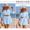 Ekouaer Beach Cover Ups for Women V Neck Bathing Suit Cover Up Bikini Swimsuit Coverup Beach Dress Shirt view 3