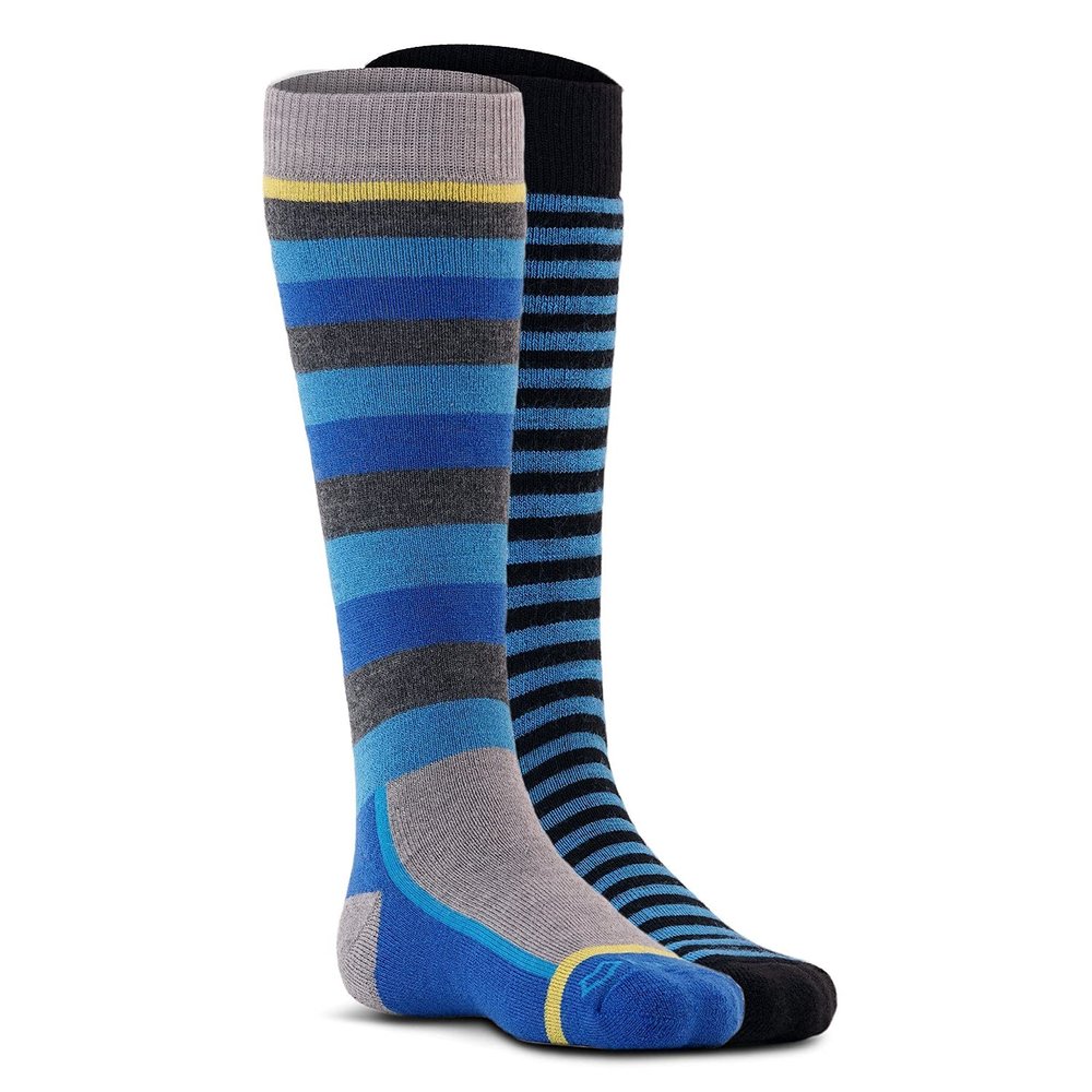 Fox River Unisex-Youth Big Kids Day Medium-Weight Ski Snow Over-The-Calf Socks (2 Pair Pack), Blue Asst, Small