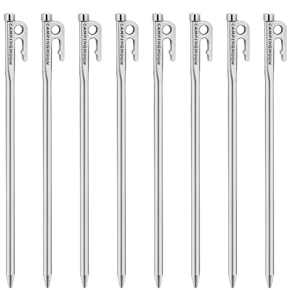 camping moon Martensitic Stainless Steel 420J2 Tent Stake R Series Power Peg Ideal for Hard Ground R-30-8P