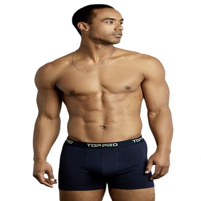 TOP PRO Men's Comfortable Cotton Stretch Boxer Briefs Underwear (Pack of 2) (M, Navy)
