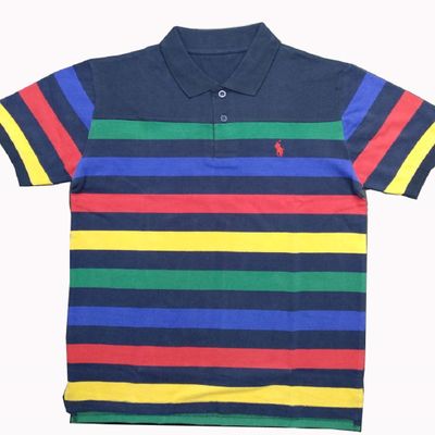 Digital Way Polos for Men, Stripped Polo T Shirts for Men, 100% Cotton T Shirt