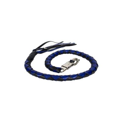 42" X 3" Hand-Braided Get Back Whip - Black/Blue