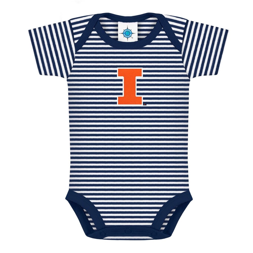 Creative Knitwear University of Illinois Fighting Illini Baby Striped Bodysuit Navy/White