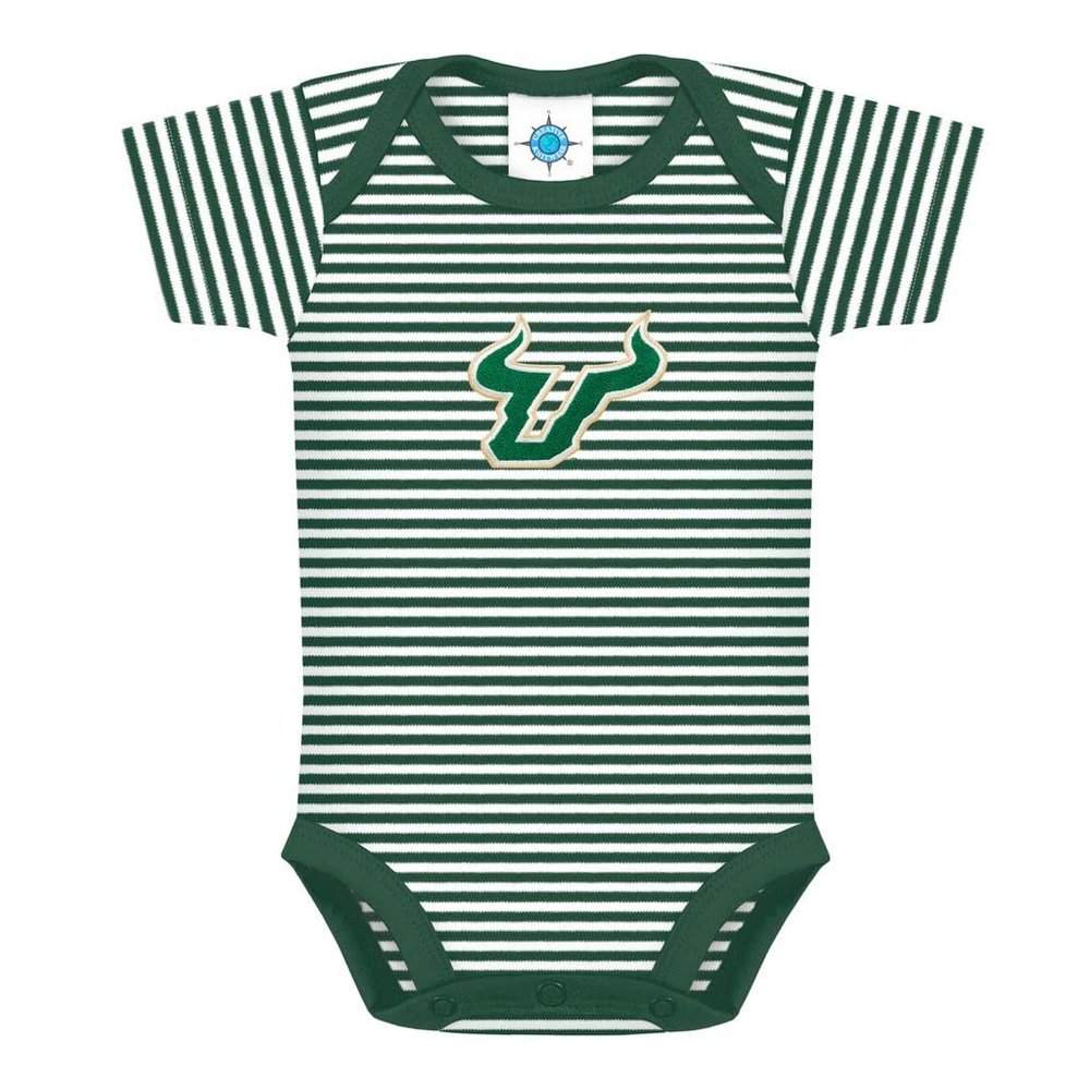 Creative Knitwear University of South Florida Bulls Striped Baby Bodysuit Hunter/White