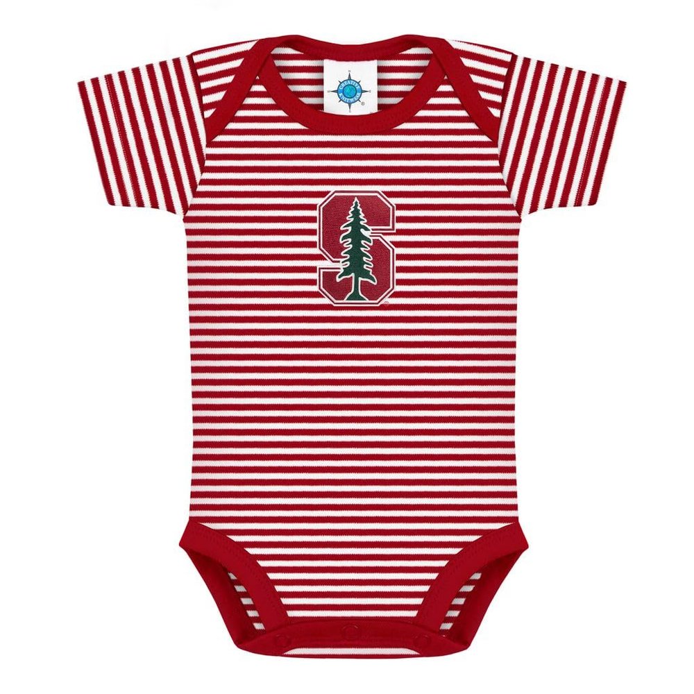 Creative Knitwear Stanford University Striped Baby Bodysuit Crimson/White