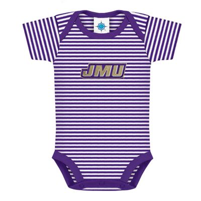 Creative Knitwear James Madison University JMU Dukes Baby Striped Bodysuit Purple/White