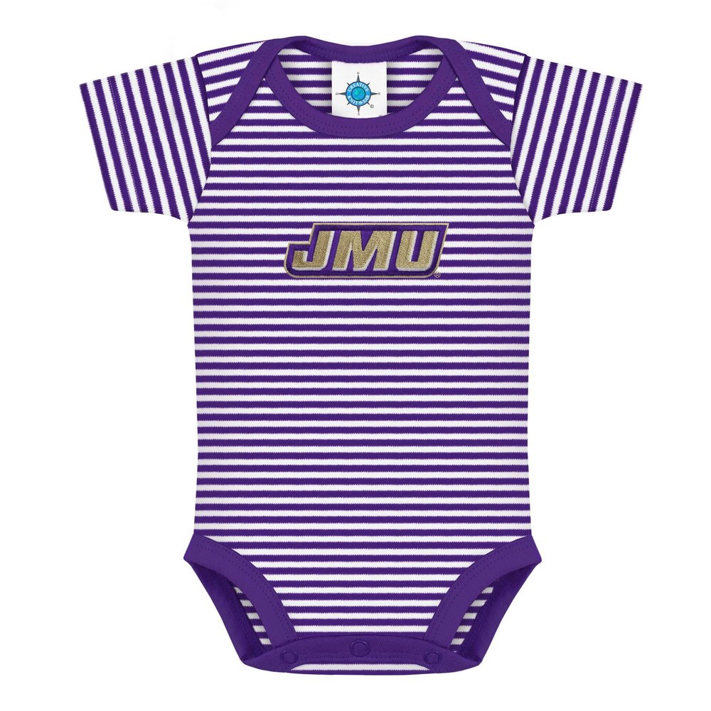 Creative Knitwear James Madison University JMU Dukes Baby Striped Bodysuit Purple/White