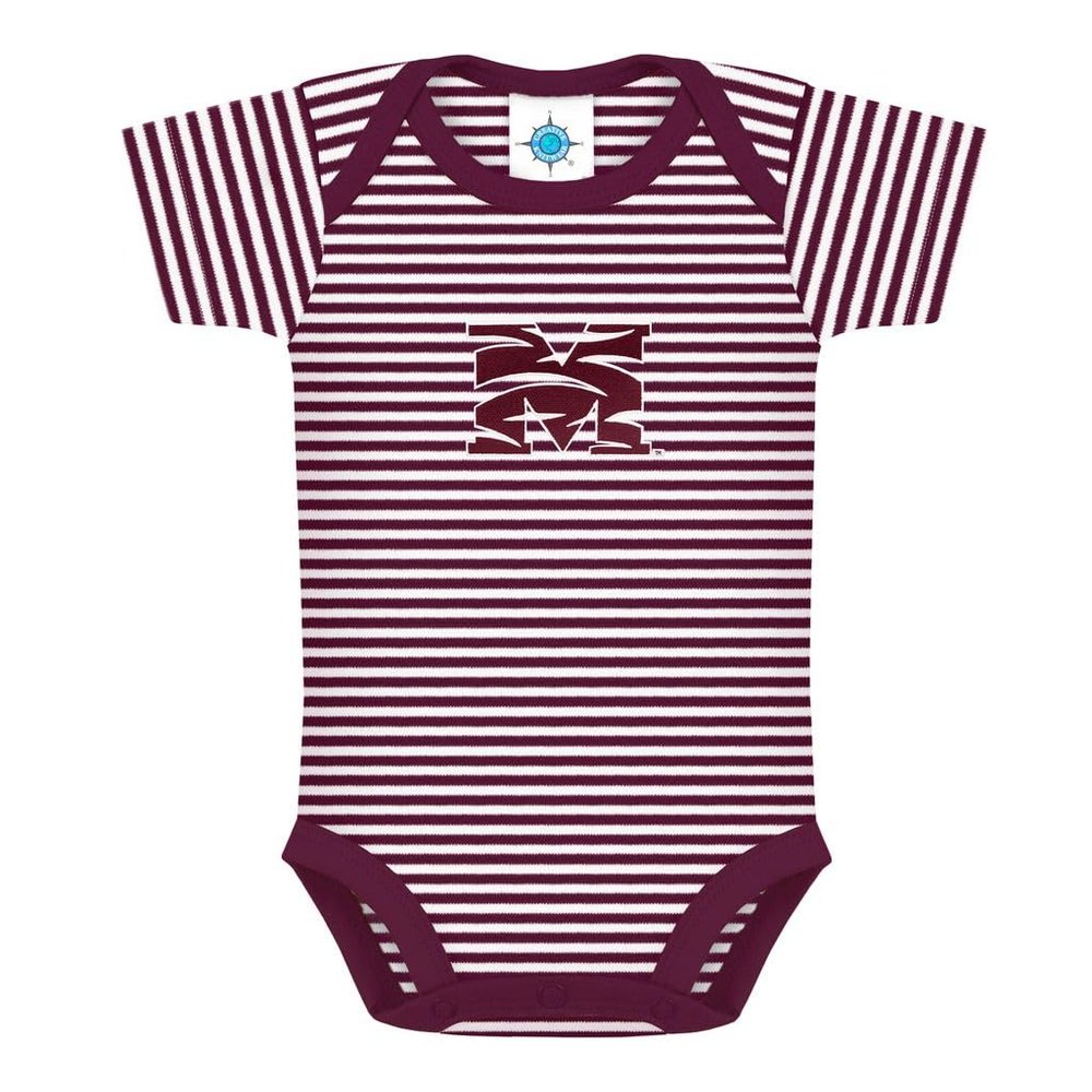 Creative Knitwear Morehouse College Tigers Striped Baby Bodysuit Maroon/White