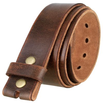3840002 Genuine Full Grain Vintage One-Piece Leather Replacement Belt Strap 1-1/2"(38mm) Wide (Brown, 38)