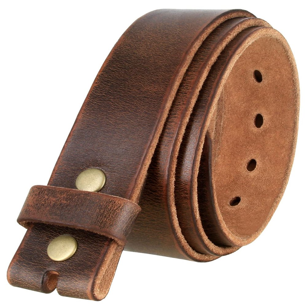 3840002 Genuine Full Grain Vintage One-Piece Leather Replacement Belt Strap 1-1/2"(38mm) Wide (Brown, 38)