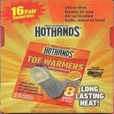 16 Pairs of HOTHANDS Toe Warmers with Adhesive (32 Total) 2 PACK