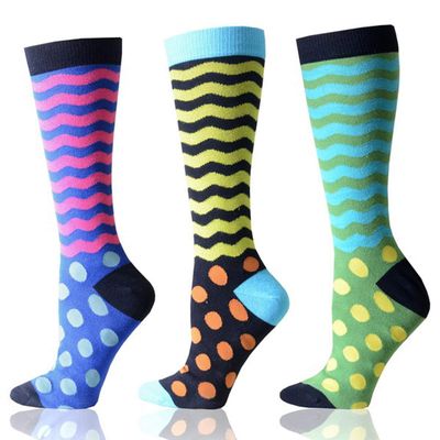 COTTON REPUBLIC Men's Printed Dress Socks - 3 Pairs (Dot's & Wave's, Sock Size 10-13)