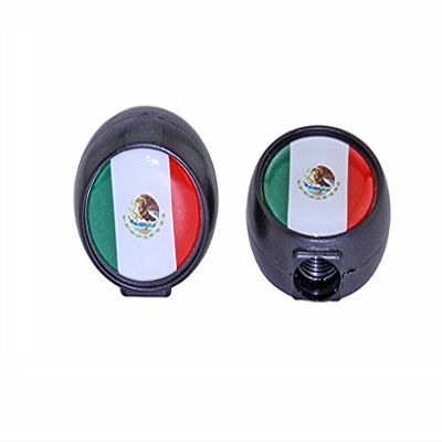 Alta Flags Schrader Bike Valve Caps, Multiple Styles (Mexican Flag - Flat)