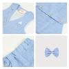LOLANTA Summer Boys Suit Dress Clothes Kids Wedding Ring Bearer Outfit 4Pcs Shirt Vest Shorts Set(Blue,5) view 3