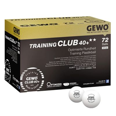 GEWO Unisex - Adult Ball Training Club 40+ Table Tennis Ball, White, 72 Balls