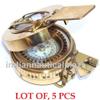 Saheera Nautical Lot of 5 Vintage Military British Prismatic Compass Solid Shiny Brass Finish view 1