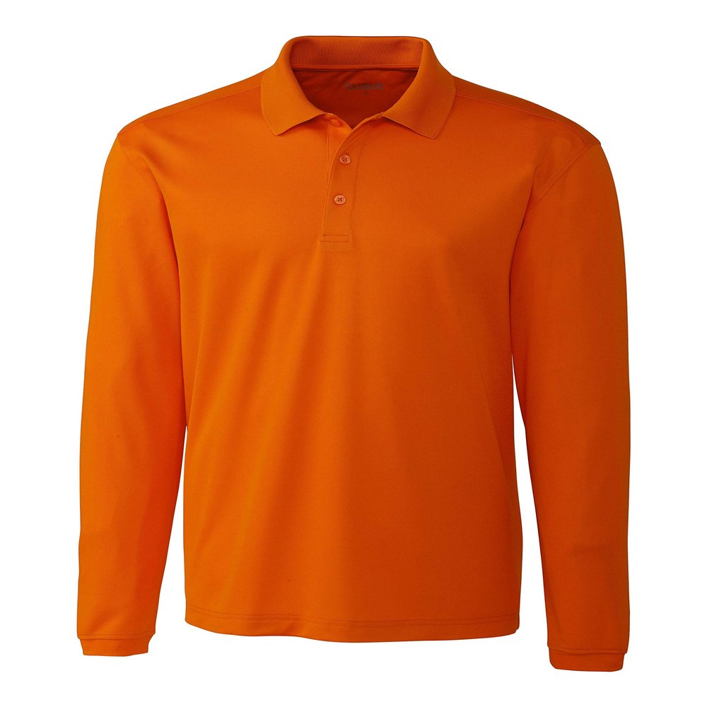 Clique Spin Eco Performance Pique Long Sleeve Mens Polo Orange