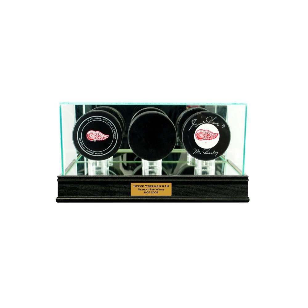 Triple Puck Display Case with Engraving