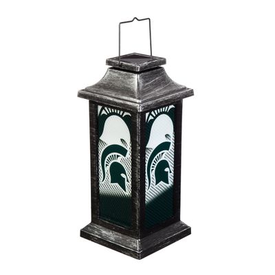 Team Sports America NCAA Michigan State University Solar Powered Lantern | Rechargeable LED Light | Indoor/Outdoor Safe Hanging Lantern | Decorative Table Light for Garage, Garden, Patio