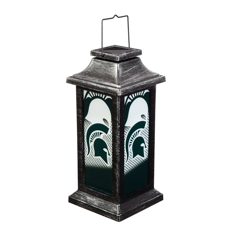 Team Sports America NCAA Michigan State University Solar Powered Lantern | Rechargeable LED Light | Indoor/Outdoor Safe Hanging Lantern | Decorative Table Light for Garage, Garden, Patio