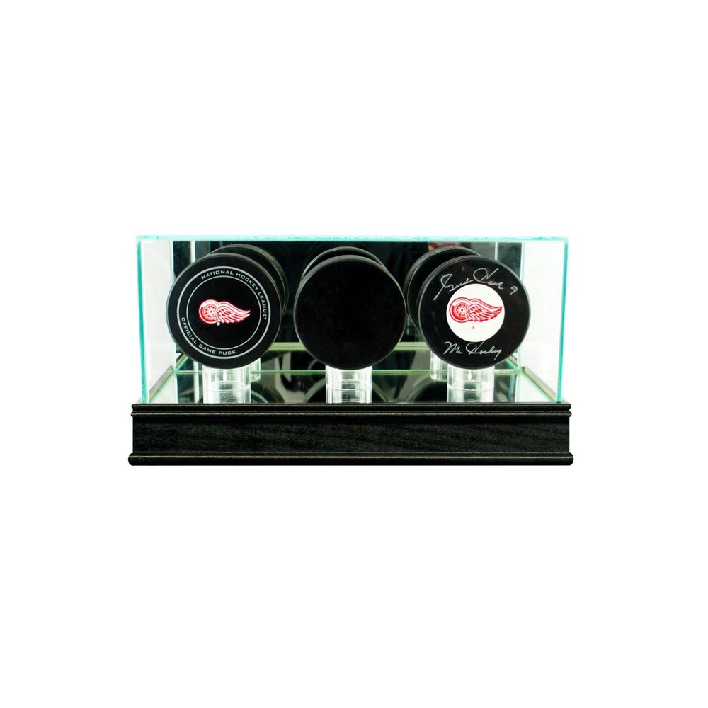 Triple Puck Display Case with Sport Moulding