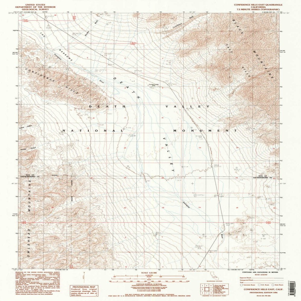 YellowMaps Confidence Hills East CA topo map, 1:24000 Scale, 7.5 X 7.5 Minute, Historical, 1984, Updated 1985, 26.8 x 21.3 in - Tyvek