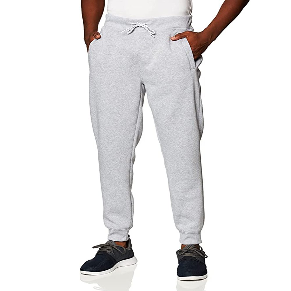 WT02 Men's Fleece Sweatpants & Joggers (Regular & Extended Sizes), Heather Grey, X-Large